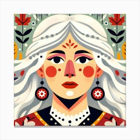 White Woman in Folk Dress Canvas Print