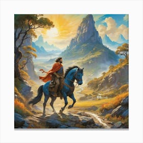 Blue Horse paintings art print Canvas Print