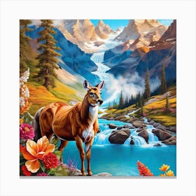 Deer By The River 3 Canvas Print