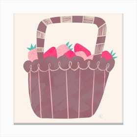 Strawberry Basket Square Canvas Print