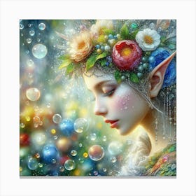 Fairy Girl With Bubbles Canvas Print