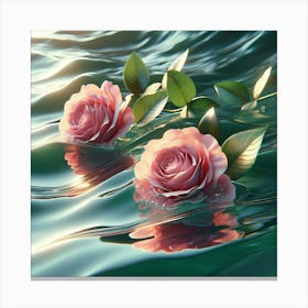 Roses In Water Canvas Print