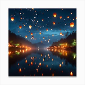 Lanterns In The Sky 3 Canvas Print