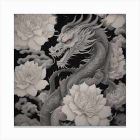 Dragon And Flowers Canvas Print