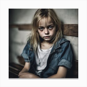 Child sitting on a bench Canvas Print