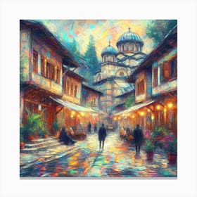 Old Town At Night Canvas Print