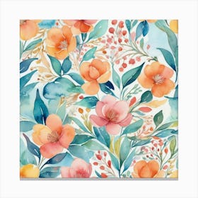 Watercolor Floral Pattern Canvas Print