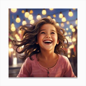Little Girl Laughing Canvas Print