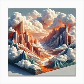A wall art painting designed with 3D technology depicting images of clouds Canvas Print