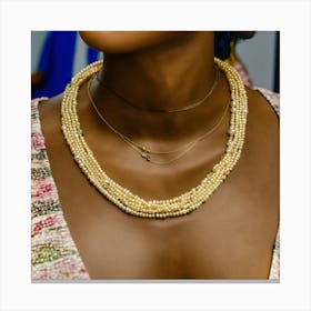 Single Beautiful African Pearly Necklace On Displa (1) Canvas Print