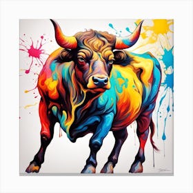 Taurus Bull Paint Splash Canvas Print