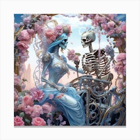 Skeleton And Roses Canvas Print