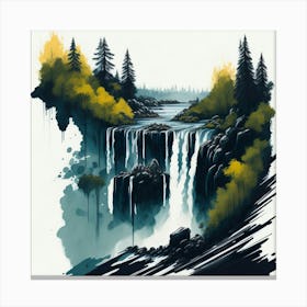 Colored Falls Ink Painting (18) Canvas Print