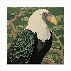 Ohara Koson Inspired Bird Painting California Condor 2 Square Canvas Print