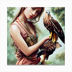 A Girl And Her Hawks Canvas Print