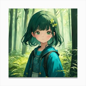 Anime Girl In The Forest 5 Canvas Print