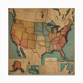 Default Vintage Map Usa Aesthetic 0 Canvas Print