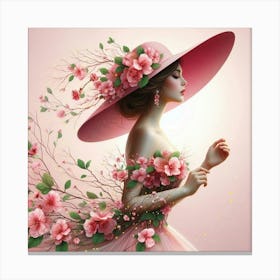 Pink Flower Girl Canvas Print