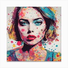Pop Art Sorrow Woman Colorful Dots Canvas Print