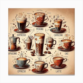 Coffee Cup Icons Canvas Print