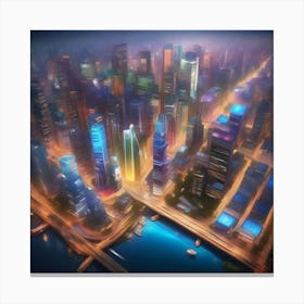 Cityscape At Night Canvas Print