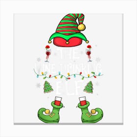 Wine Drinking Elf Matching Family Group Christmas Pajama Canvas Print