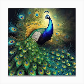 Peacock Art Print Showcasing The Majestic Plumage (4) Canvas Print