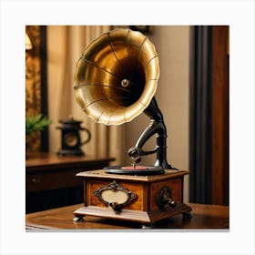 Antique Vibes: The Charm of a Vintage Gramophone Canvas Print