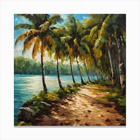 Palm Trees By The River Canvas Print