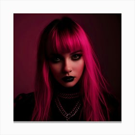 Gothic Girl With Pink Hair 1 Canvas Print