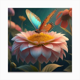 Butterfly On A Flower 4 Canvas Print