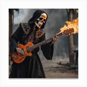 Skeleton Playing Guitar Canvas Print