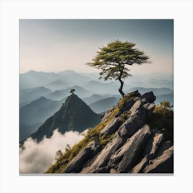 Lone Tree On Top Of Mountain 4 Canvas Print