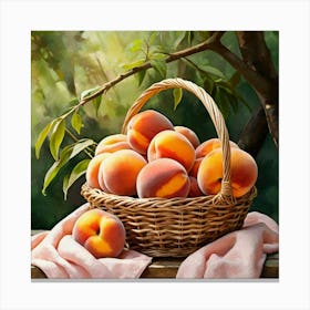 Peaches In Basket Canvas Print