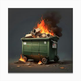 Trash Can On Fire Canvas Print