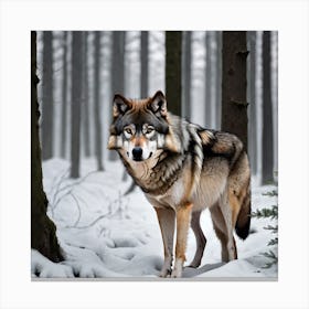 Wolf In The Woods 15 Canvas Print