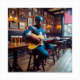 Captain America Playing Guitar 1 Canvas Print