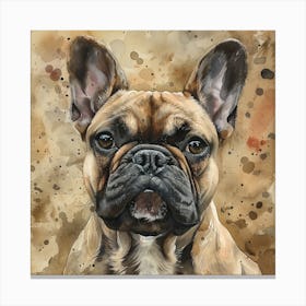 Beautiful Watercolour Portrait Of A French Pug Canvas Print