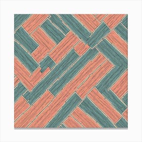 Wood Strips Dusty Teal, muted Coral, 211 Canvas Print