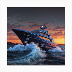 Yacht At Sunset Canvas Print