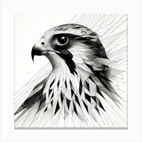 Falcon Head Line Drawing - Wild Bird Artwork 155 Canvas Print