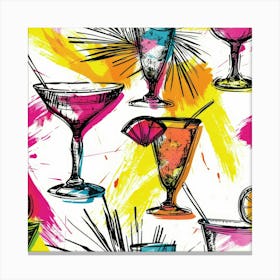 Seamless Pattern With Cocktail Glasses 3 Canvas Print