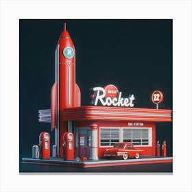Red Rocket Gas Station 1 Canvas Print