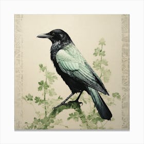 Ohara Koson Inspired Bird Painting Crow 1 Square Canvas Print