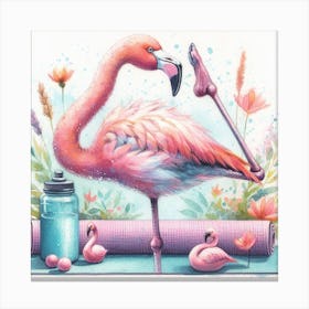 Flamingo Yoga Canvas Print