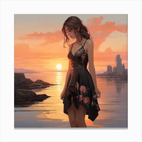 Sunset Girl Canvas Print