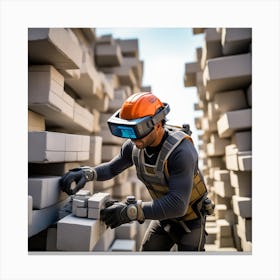 Vr Headset Construction Worker Canvas Print
