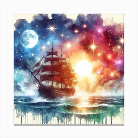 Watercolor Of A Ship Canvas Print