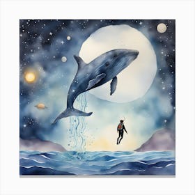 Scuba Diving With A Whale Canvas Print