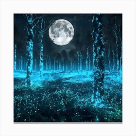 Glowing Forest At Night Canvas Print